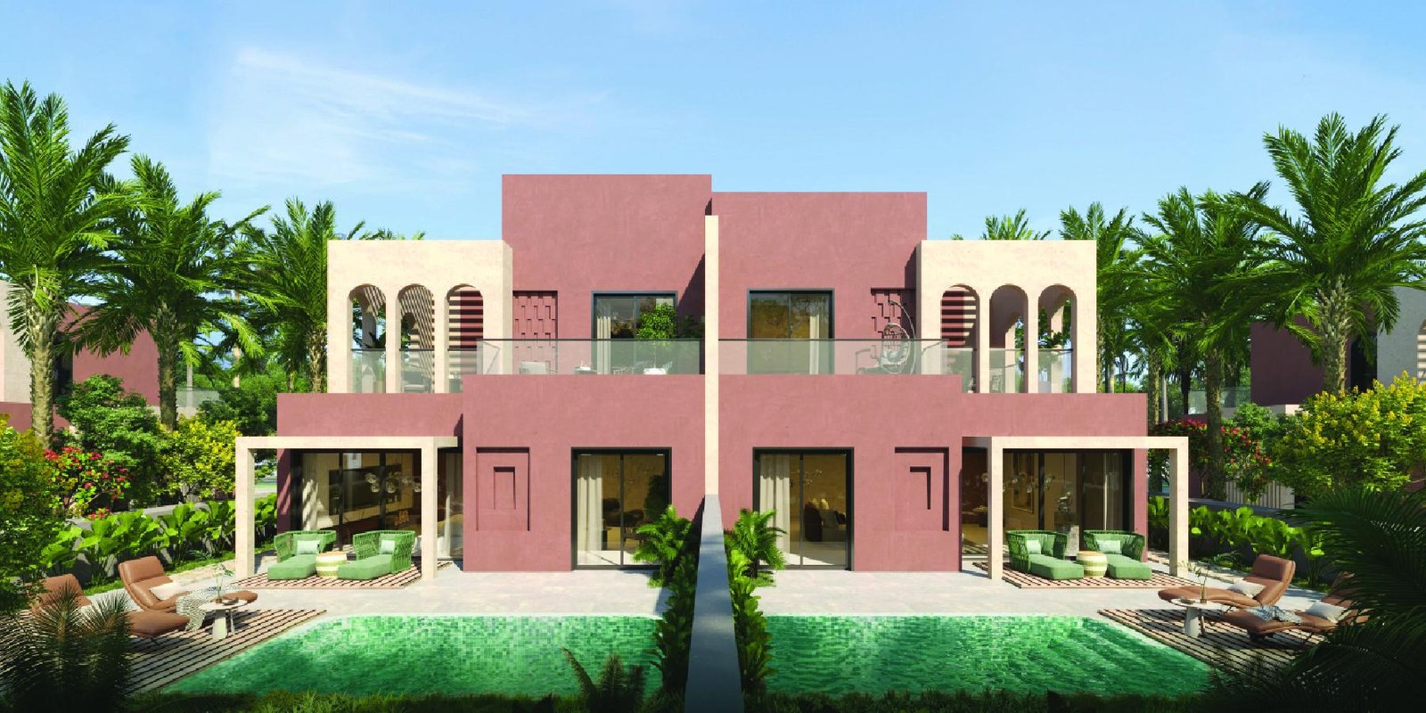 Ogami Water Chalets Ras El Hekma elegant coastal homes featuring private terraces and contemporary architecture
